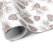 Pine Branches — Cone Rustic Gift Cadeaupapier (Rol Hoek)