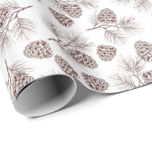Pine Branches — Cone Rustic Gift Cadeaupapier (Rol Hoek)