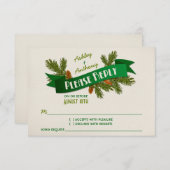 Pine Branches Cones Camping Glamping Wedding RSVP (Voorkant / Achterkant)