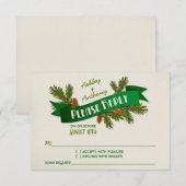 Pine Branches Cones Camping Glamping Wedding RSVP Kaartje (Voorkant / Achterkant)
