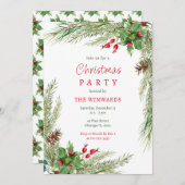 Pine Branches en bessen kerstfeest Kaart (Voorkant / Achterkant)