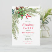 Pine Branches en bessen kerstfeest Kaart (Staand voorkant)