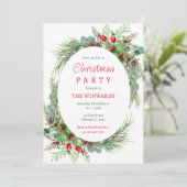 Pine Branches en bessen kerstfeest Kaart (Staand voorkant)