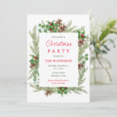 Pine Branches en bessen kerstfeest Kaart (Staand voorkant)