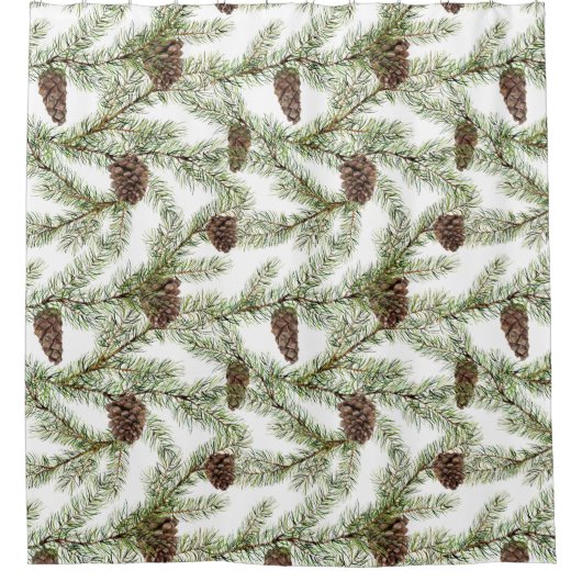 Pine Branches en Pine Cones Douchegordijn (Voorkant)