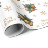 Pine Branches Gold Snowflake Bauble Ornament Cadeaupapier (Rol Hoek)