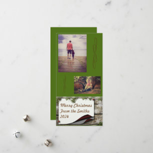 Pine Branches Green Background Kerstmis Feestdagenkaart