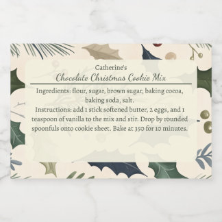 Pine Branches Holly Leaves Christmas Baking Mix Voedselcontainer Etiket