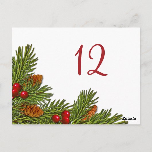 Pine Branches Kerstfeest Tafel Kaart (Achterkant)