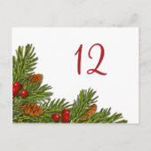 Pine Branches Kerstfeest Tafel Kaart (Voorkant)