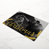 Pine Branches Merry-kerstfoto Gold Folie Feestdagenkaart (Gedraaid)