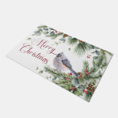 Pine Branches met Titmouse Berries Doormat Deurmat (Schuin)