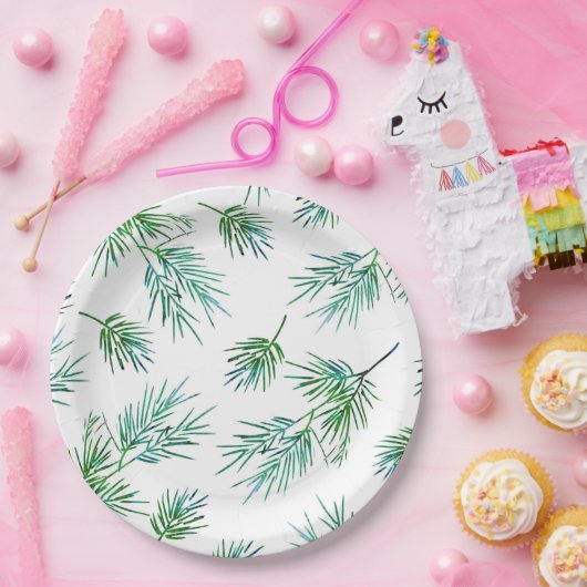 'Pine Branches' Papieren Bordje (Feest)