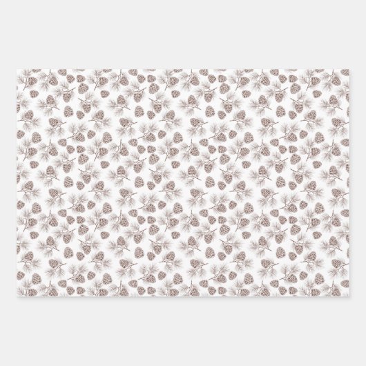 Pine Branches Pine Cone Rustic Inpakpapier Vel (Voorkant)