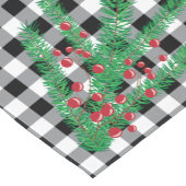 Pine Branches ,Red Berries, Buffalo Check Vakantie Korte Tafelloper (Hoek)
