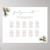 Pine Branches Winter Wedding Zitplaatsen Plan Poster (Voorkant)