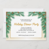 Pine Branches Zakelijk Kerstdiner Kaart (Voorkant)