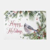 Pine Branden Pine bevat Titmouse Berries Deurmat (Voorkant)