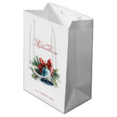 Pine brunches en Christmas Bell Aangepaste naam Medium Cadeauzakje (Achterkant Gekanteld)