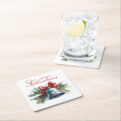 Pine brunches en kerstbel Vrolijk kerstfeest Kartonnen Onderzetters (Insitu)