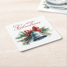 Pine brunches en kerstbel Vrolijk kerstfeest Kartonnen Onderzetters