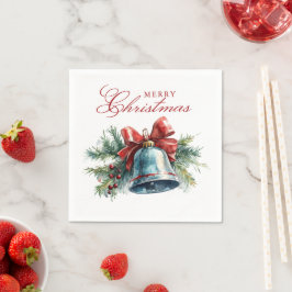 Pine brunches en kerstbel Vrolijk kerstfeest Servet