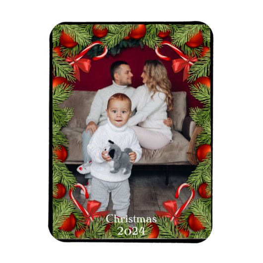 Pine Candy Canes Fotonaam kerstfeestdag Kaart Magneet (Verticaal)