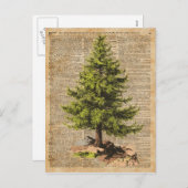 Pine,Cedar-boom,kerstboomkunst,Kunst met een woord Feestdagenkaart (Voorkant / Achterkant)