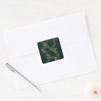 Pine, Cedar & Holly Kerst Vierkante Sticker