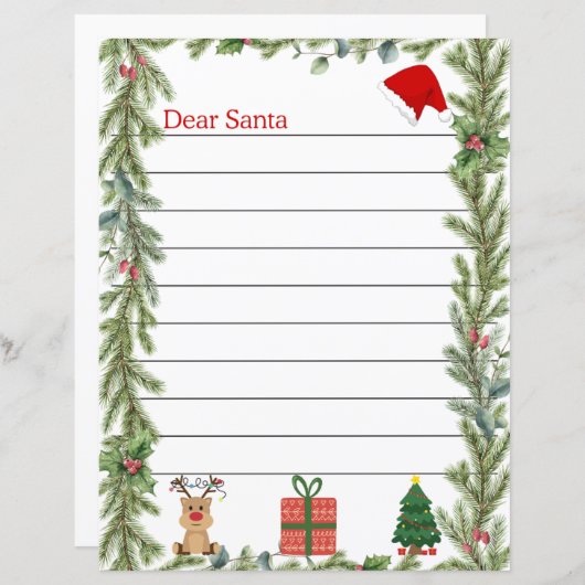 Pine Christmas Brief aan de Kerstman Page (Voorkant / Achterkant)