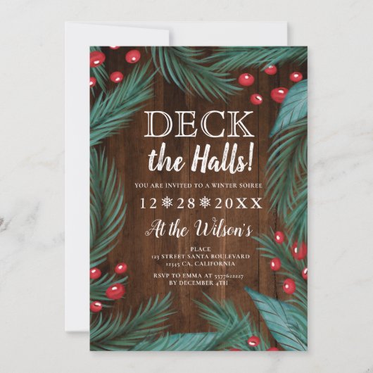 Pine Christmas Mistletoe houten dek de zalen Kaart (Voorkant)