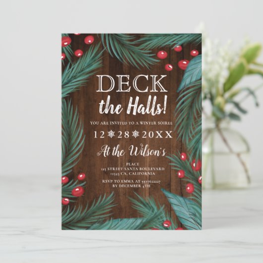 Pine Christmas Mistletoe houten dek de zalen Kaart (Staand voorkant)