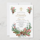 Pine Cinnamon Candy Cane 1st Birthday & Baptisme Kaart (Voorkant)