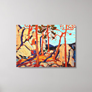 Pine Cleft Rocks van Tom Thomson Canvas Afdruk