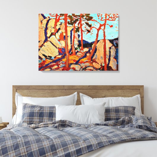 Pine Cleft Rocks van Tom Thomson Canvas Afdruk (Insitu (Slaapkamer))