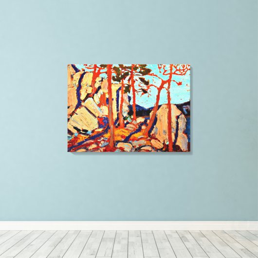 Pine Cleft Rocks van Tom Thomson Canvas Afdruk (Insitu (Houten vloer))