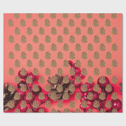 Pine Code op rood Cadeaupapier (Vlak)