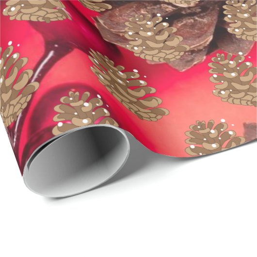 Pine Code op rood Cadeaupapier (Rol Hoek)