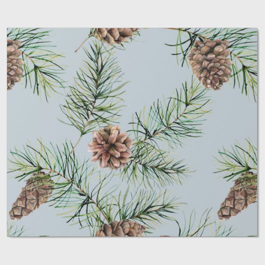 Pine Cone/Blue Pattern Cadeaupapier (Vlak)