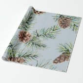 Pine Cone/Blue Pattern Cadeaupapier (Uitgerold)