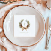 Pine Cone & Bow Krans Monogram Familie Vakantie Servet