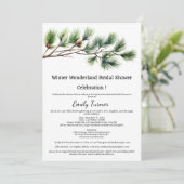 Pine Cone Branch Kerst thema Bruiloft Borrel Uitno Kaart (Staand voorkant)