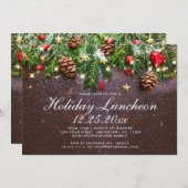 Pine Cone Branch Rustic Holiday Kerstmis Luncheon Kaart (Voorkant / Achterkant)