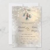 Pine Cone Branch String Lights Wedding Kaart (Voorkant)