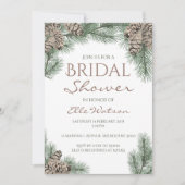 Pine Cone Bridal Shower Invitation, Winter Weddens Kaart (Voorkant)