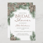 Pine Cone Bridal Shower Invitation, Winter Weddens Kaart (Voorkant / Achterkant)