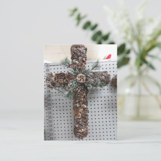 Pine Cone Cross Briefkaart (Staand voorkant)