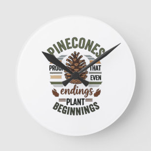 Pine cone design - De Evergreen Belofte Ronde Klok