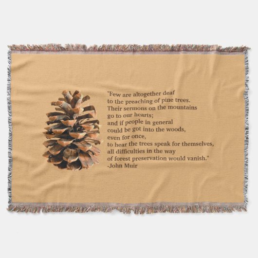 Pine Cone en John Muir Quote Deken (Voorkant)