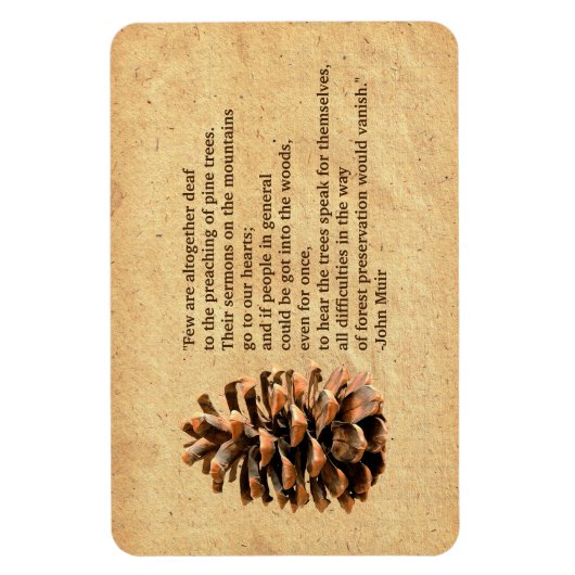 Pine Cone en John Muir Quote Magneet (Verticaal)